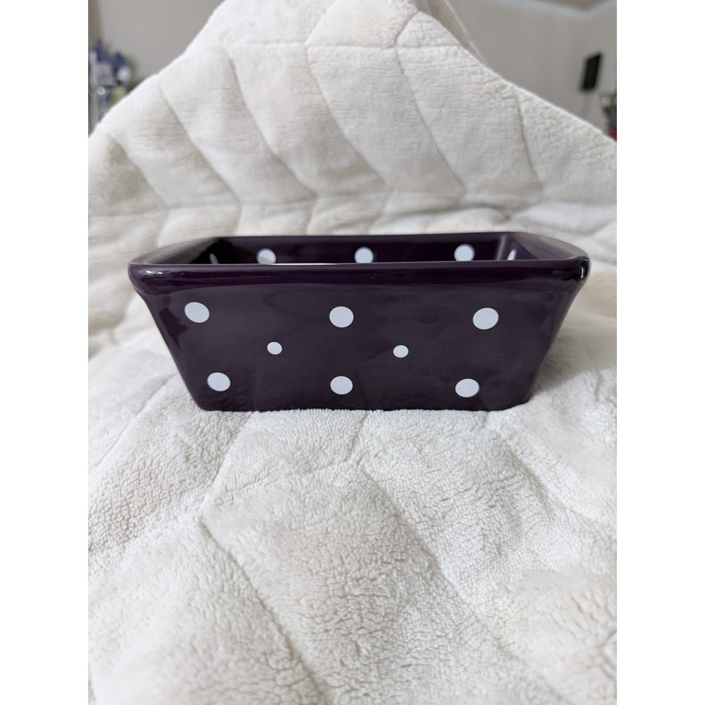 Temptations by Tara Purple White Polka Dot 12 oz Mini‎ Loaf Pan Bread Baking